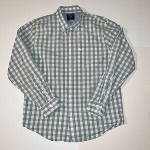 Abercrombie & Fitch Button Down Shirt Men's XL Blue White Checkered Long Sleeve